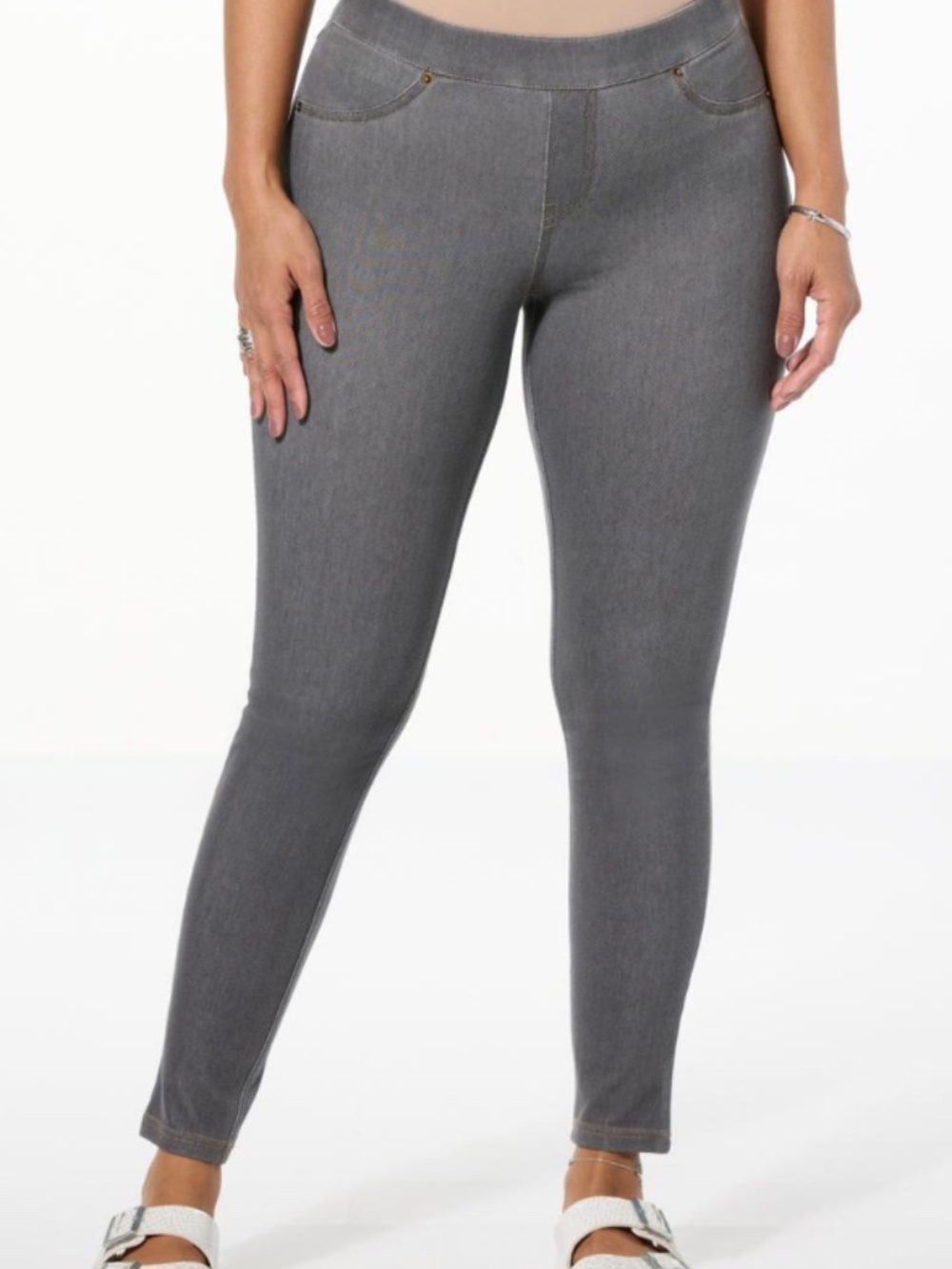 HUE Women's Dark Gray Stretch Jeggings